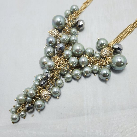 Ali khan Parisian green pearls and cluster necklace with crystal beads - Picture 5 of 8